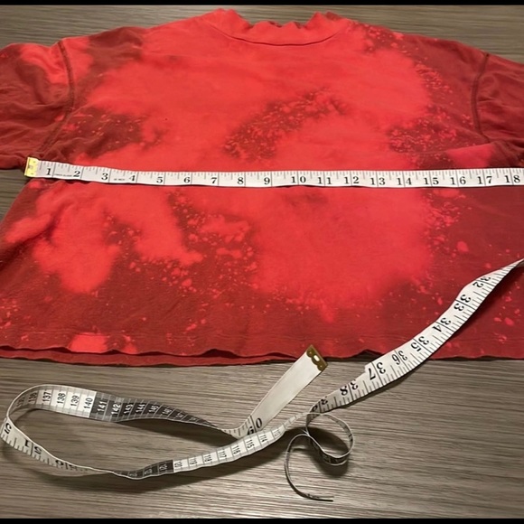 Free People Red Tie Dye Short Sleeve Mock Neck Cropped Top Size S - Picture 5 of 8
